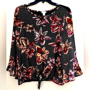 Spense Long Sleeve Polka Dot/Floral Blouse